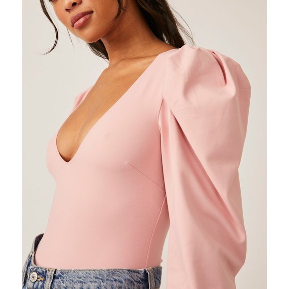 🎉LAST CHANCE🎉 FREE PEOPLE Va Va Voop Long Sleeve Bodysuit / Heart Haze - Picture 5 of 7